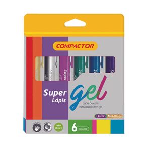 Super Lápis Gel - Blister C/6 Cores Metálicas